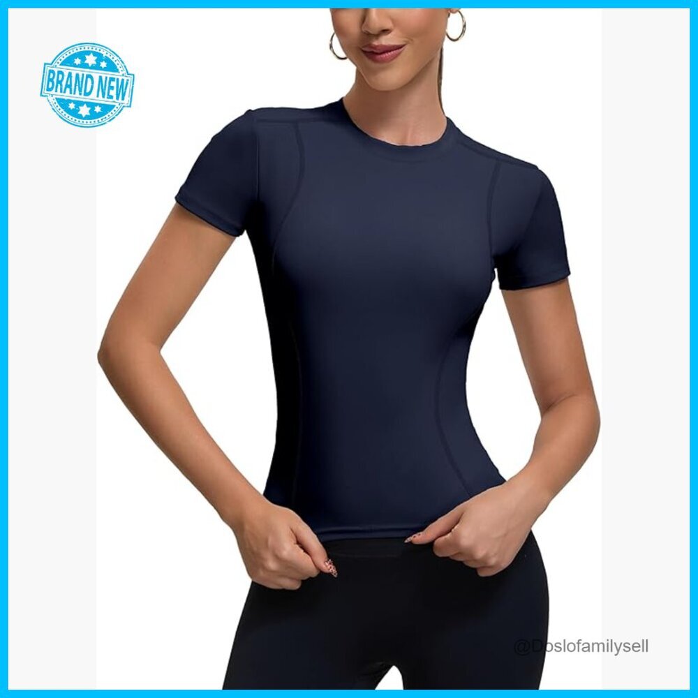 Compression Crop Top Y2K Athletic Dry Fit Workout Shirt Pilates Shapewear